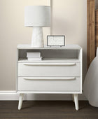 Mid-Century Nightstand with Charging Station & Shelf
