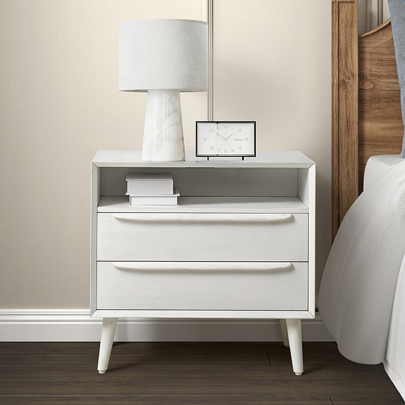 Mid-Century Nightstand with Charging Station & Shelf