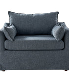 Miles Farmhouse Slipcovered Armchair with Large Ottoman
