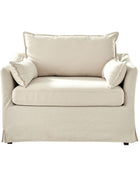 Miles Farmhouse Slipcovered Armchair with Large Ottoman