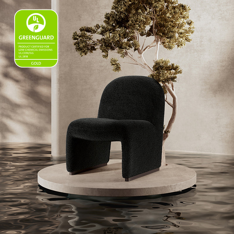 Modern Accent Boucle Side Chair with Walnut Legs