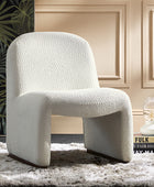 Modern Accent Boucle Side Chair with Walnut Legs