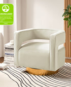 Modern Velvet Swivel Barrel Armchair with 3D Curved Open Back