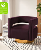 Modern Velvet Swivel Barrel Armchair with 3D Curved Open Back