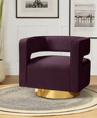Modern Velvet Swivel Barrel Armchair with 3D Curved Open Back
