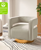 Modern Velvet Swivel Barrel Armchair with 3D Curved Open Back
