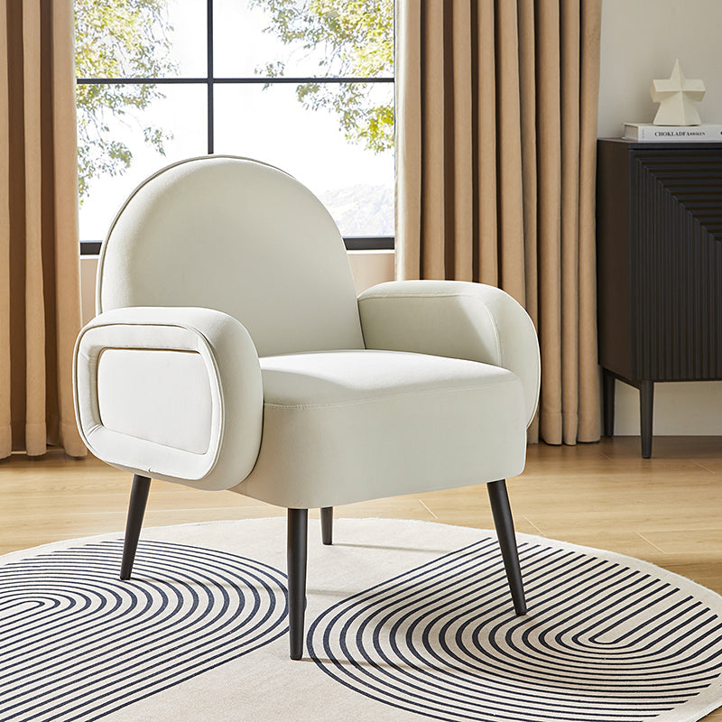 Modern Velvet Upholstered Armchair with Adjustable Metal Feet