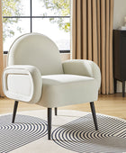 Modern Velvet Upholstered Armchair with Adjustable Metal Feet