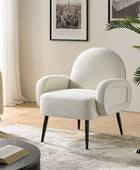 Modern Velvet Upholstered Armchair with Adjustable Metal Feet