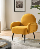 Modern Velvet Upholstered Armchair with Adjustable Metal Feet