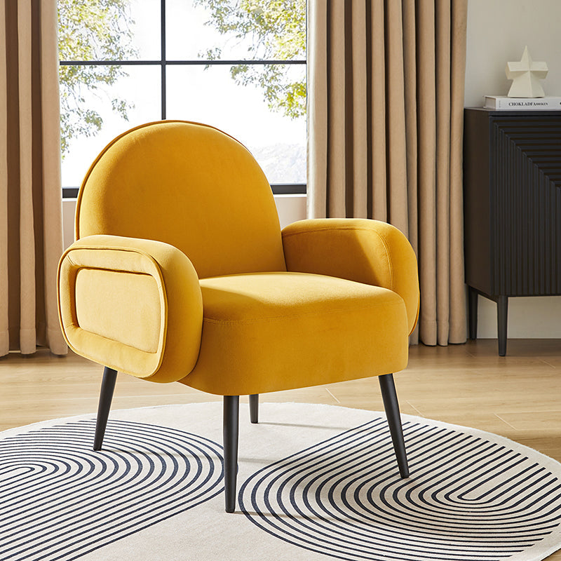 Modern Velvet Upholstered Armchair with Adjustable Metal Feet