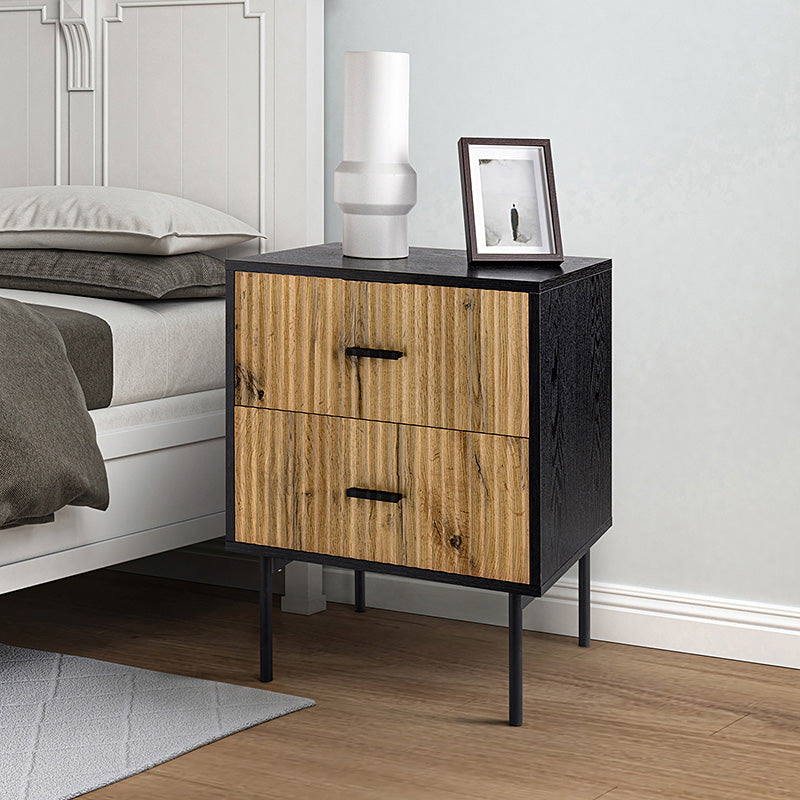 Nahuel Modern Nightstand with Pleated Drawers