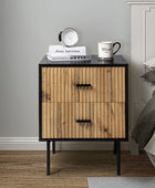 Nahuel Modern Nightstand with Pleated Drawers