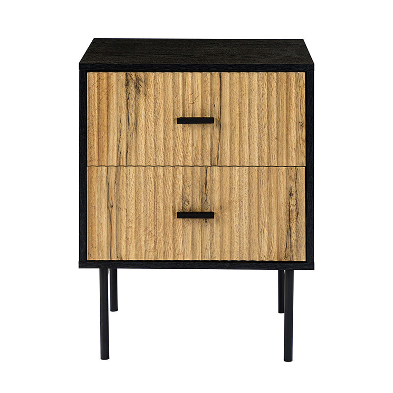 Nahuel Modern Nightstand with Pleated Drawers