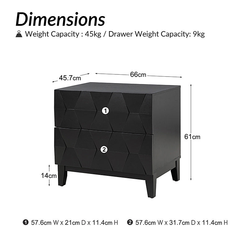 Kamu 2 - Drawer Nightstand with Built-In Outlets