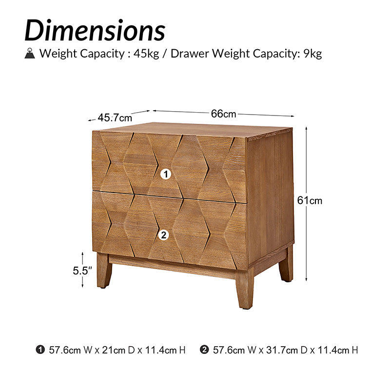 Kamu 2 - Drawer Nightstand with Built-In Outlets