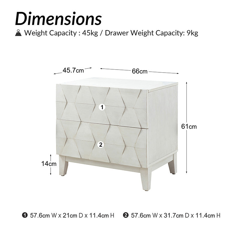 Kamu 2 - Drawer Nightstand with Built-In Outlets