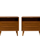 Lilian Mid-Century Nightstand with Charging Station & Shelf