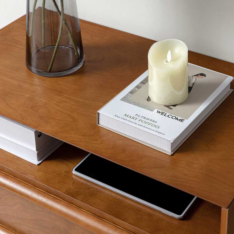 Lilian Mid-Century Nightstand with Charging Station & Shelf