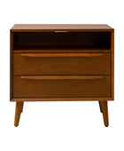 Lilian Mid-Century Nightstand with Charging Station & Shelf