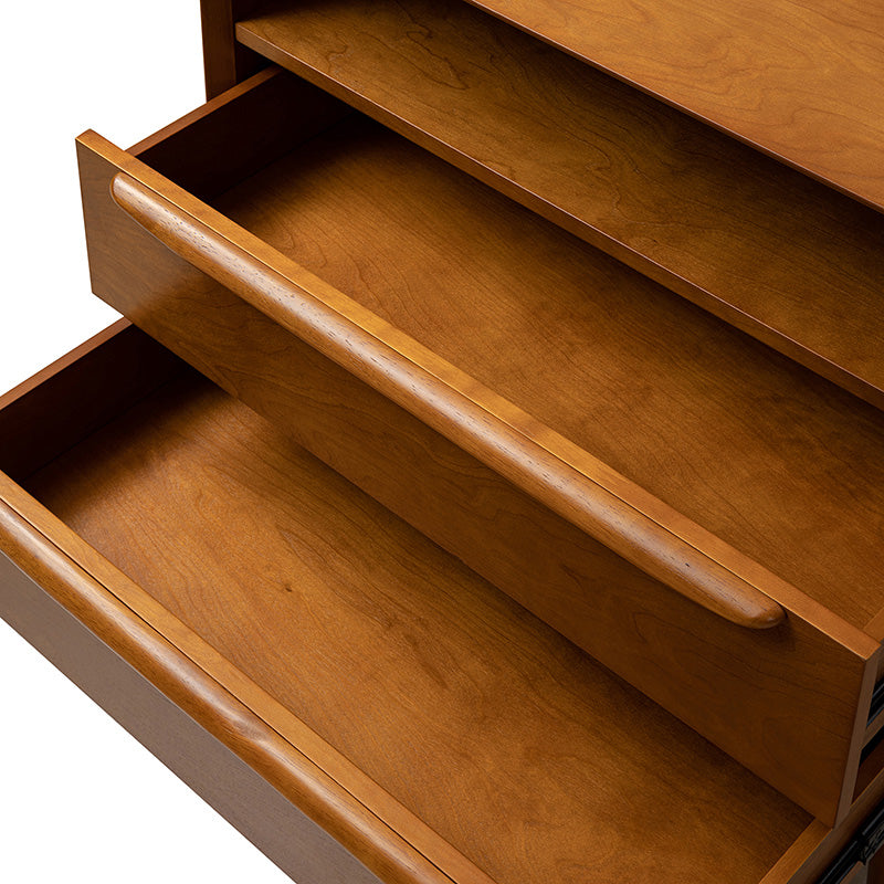 Lilian Mid-Century Nightstand with Charging Station & Shelf