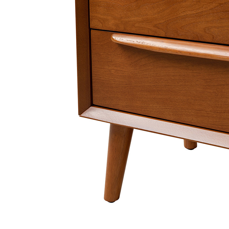 Lilian Mid-Century Nightstand with Charging Station & Shelf
