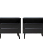 Lilian Mid-Century Nightstand with Charging Station & Shelf
