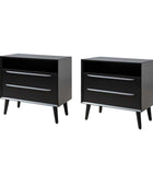 Lilian Mid-Century Nightstand with Charging Station & Shelf