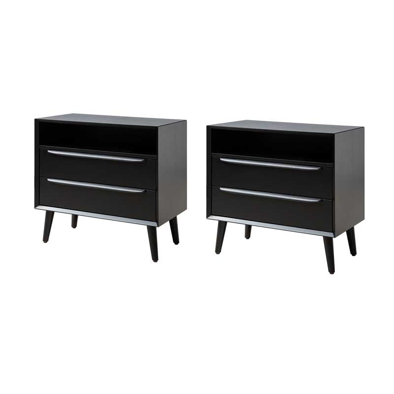 Lilian Mid-Century Nightstand with Charging Station & Shelf