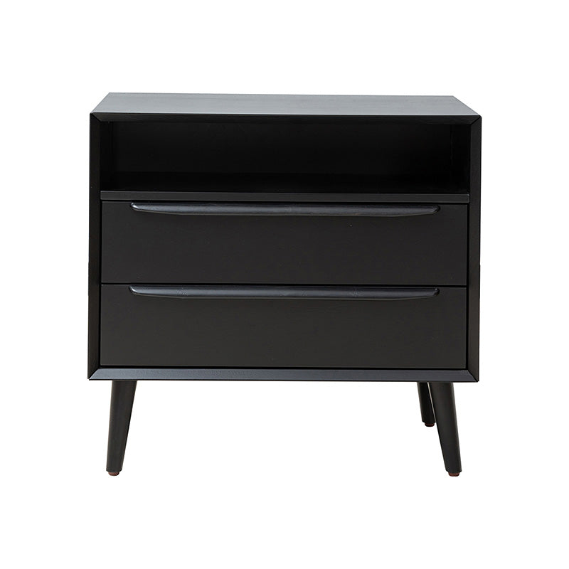 Lilian Mid-Century Nightstand with Charging Station & Shelf