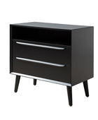 Lilian Mid-Century Nightstand with Charging Station & Shelf