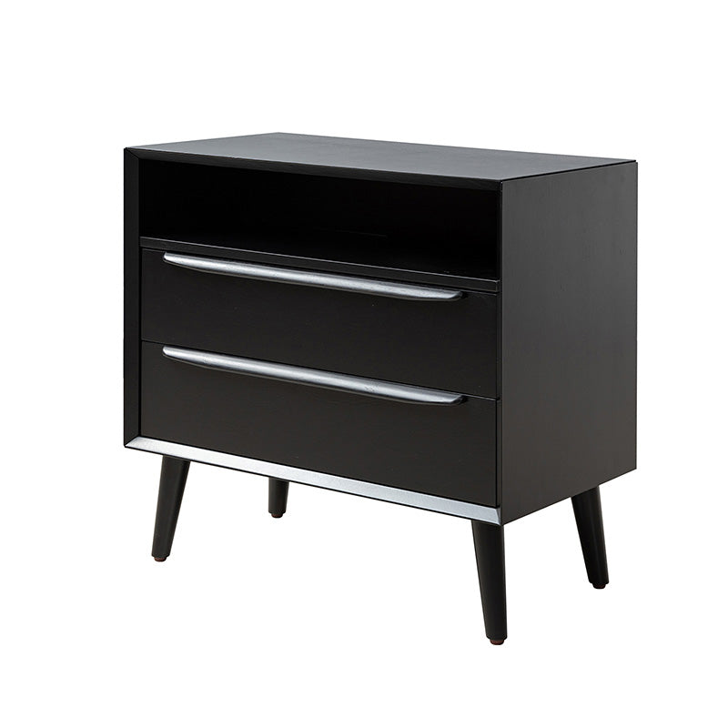 Lilian Mid-Century Nightstand with Charging Station & Shelf
