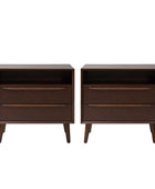 Lilian Mid-Century Nightstand with Charging Station & Shelf
