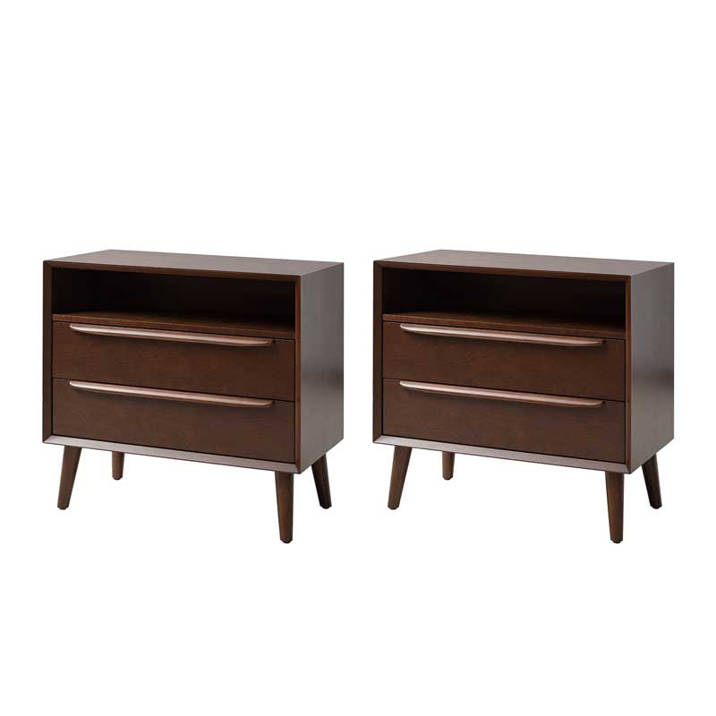 Lilian Mid-Century Nightstand with Charging Station & Shelf