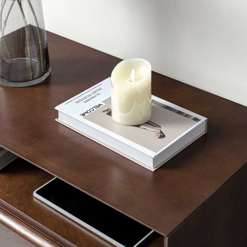 Lilian Mid-Century Nightstand with Charging Station & Shelf