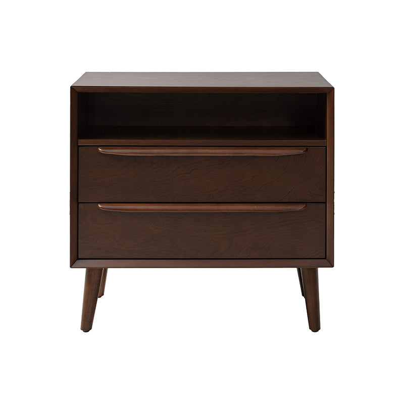 Lilian Mid-Century Nightstand with Charging Station & Shelf