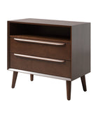 Lilian Mid-Century Nightstand with Charging Station & Shelf