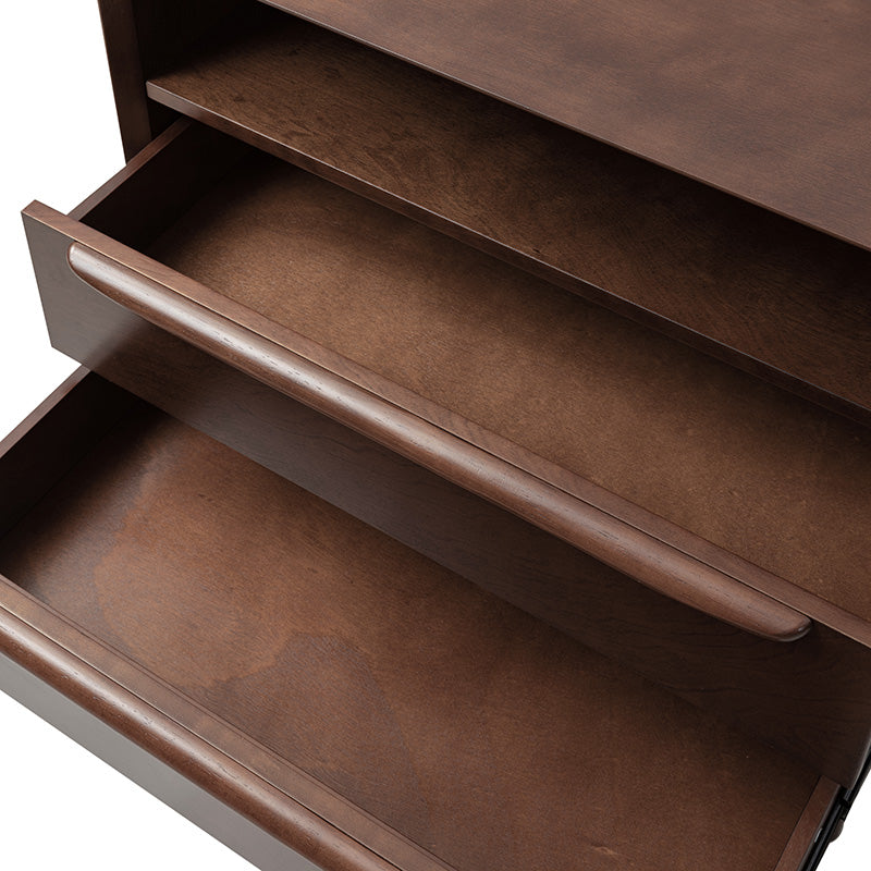 Lilian Mid-Century Nightstand with Charging Station & Shelf