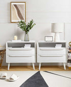 Lilian Mid-Century Nightstand with Charging Station & Shelf