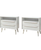 Lilian Mid-Century Nightstand with Charging Station & Shelf