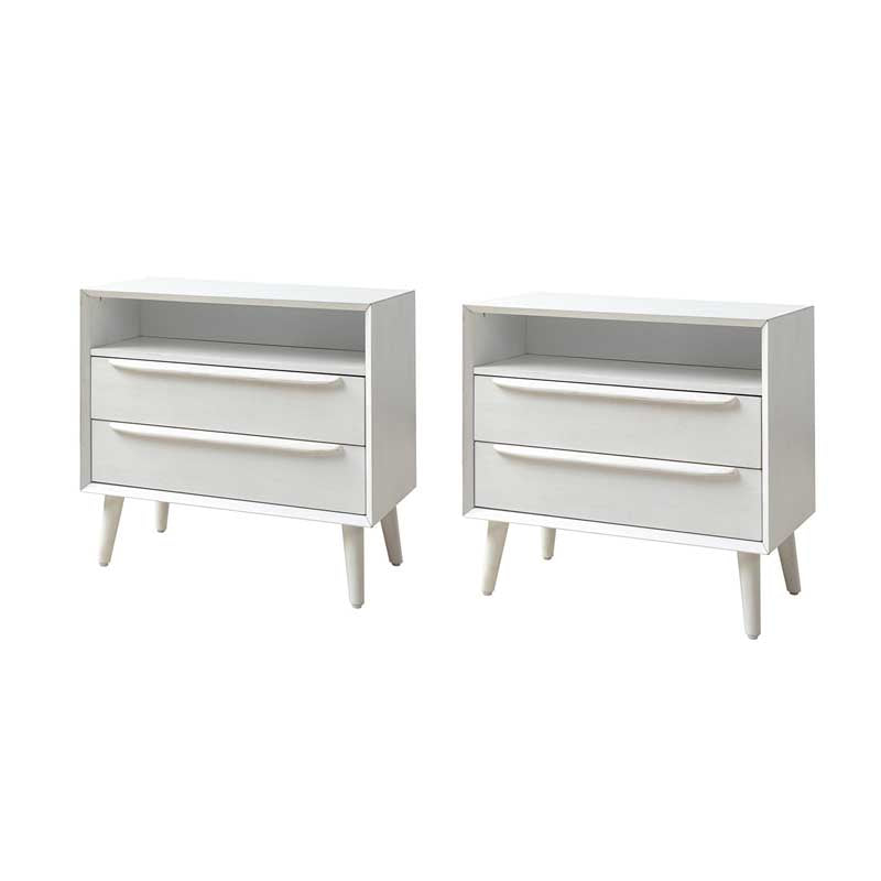 Lilian Mid-Century Nightstand with Charging Station & Shelf