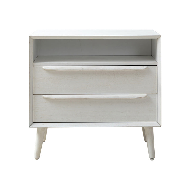 Lilian Mid-Century Nightstand with Charging Station & Shelf