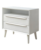 Lilian Mid-Century Nightstand with Charging Station & Shelf