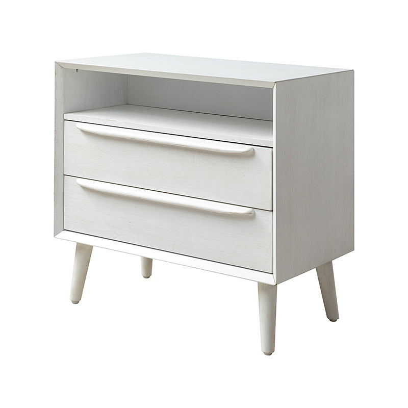 Lilian Mid-Century Nightstand with Charging Station & Shelf