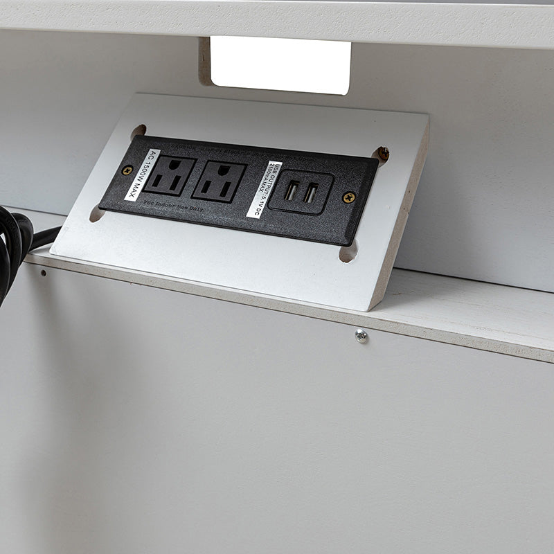 Lilian Mid-Century Nightstand with Charging Station & Shelf
