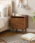 Mid Century Nightstand with Charging Station