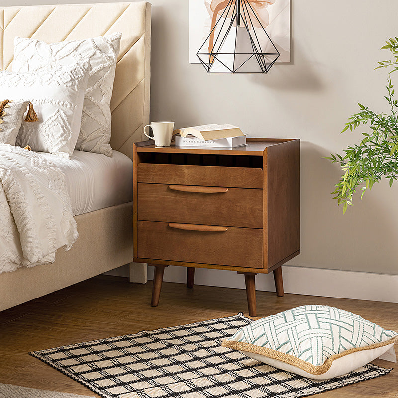 Mid Century Nightstand with Charging Station