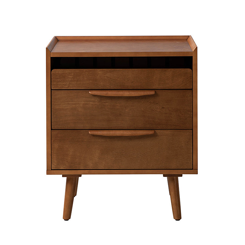 Janet 3 Drawer Mid Century Nightstand with Charging Station
