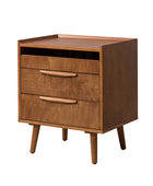 Janet 3 Drawer Mid Century Nightstand with Charging Station