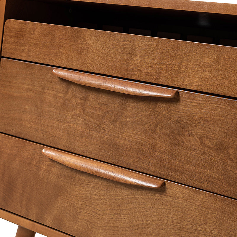Janet 3 Drawer Mid Century Nightstand with Charging Station